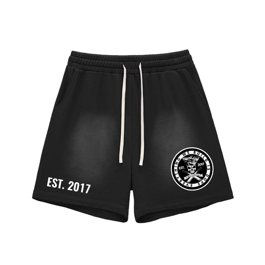 NARCOTECHS Fade Raw Edge Cotton Shorts