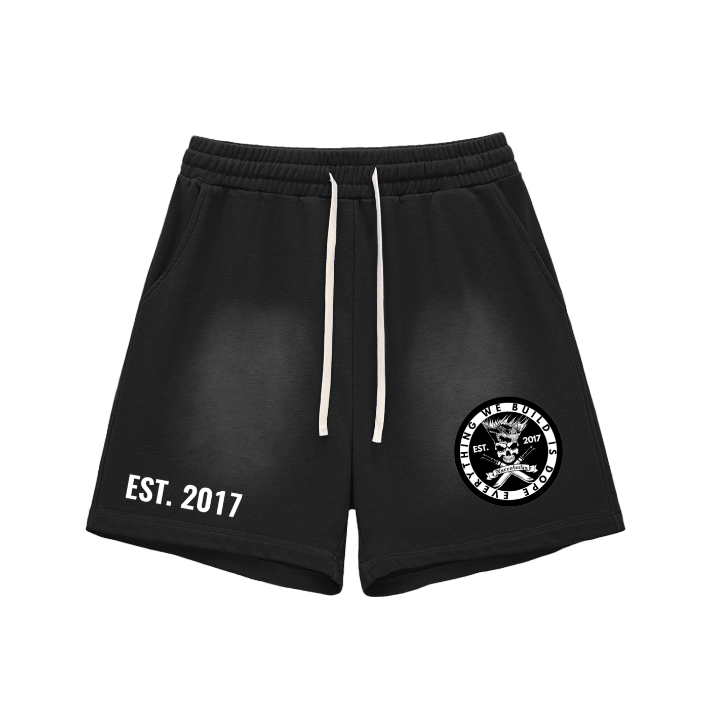 NARCOTECHS (*SIZE UP FOR BEST FIT *)Fade Raw Edge Cotton Shorts (*SIZE UP FOR BEST FIT*)