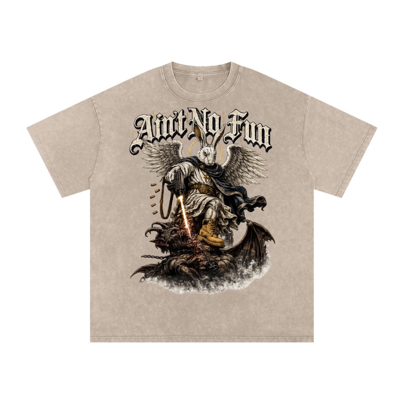 NEW RABBIT Snow Washed Oversized Cotton T-Shirt